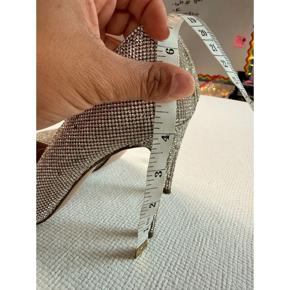 Steve Madden “Daisie” Rhinestone Stiletto Pumps Silver Size 8 Heels Sparkly - Picture 5 of 11